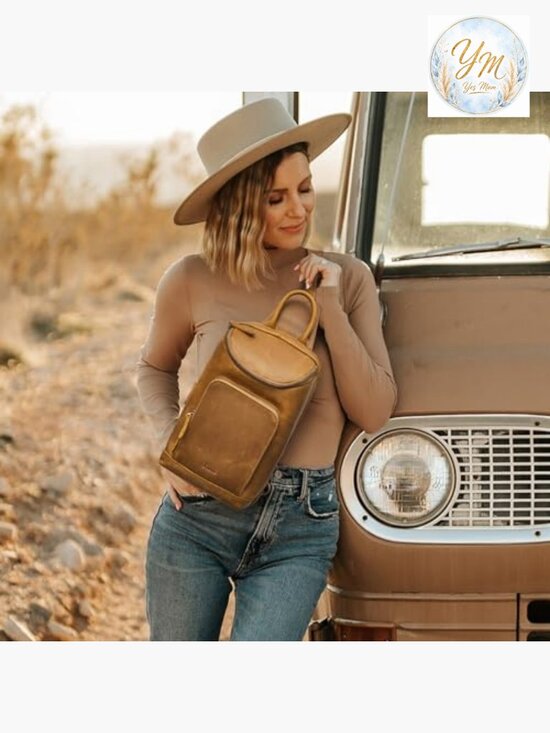 Genuine Leather Sling Bag Crossbody Backpack Daypack Travel main image 4